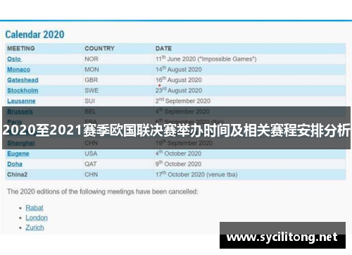 2020至2021赛季欧国联决赛举办时间及相关赛程安排分析 2020至2021赛季欧国联决赛举办时间及相关赛程安排分析