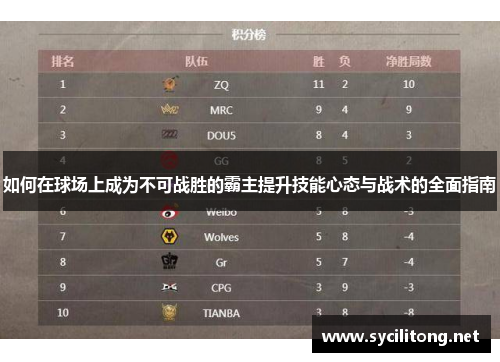 如何在球场上成为不可战胜的霸主提升技能心态与战术的全面指南