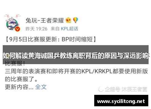 如何解读黄海诚国乒教练离职背后的原因与深远影响